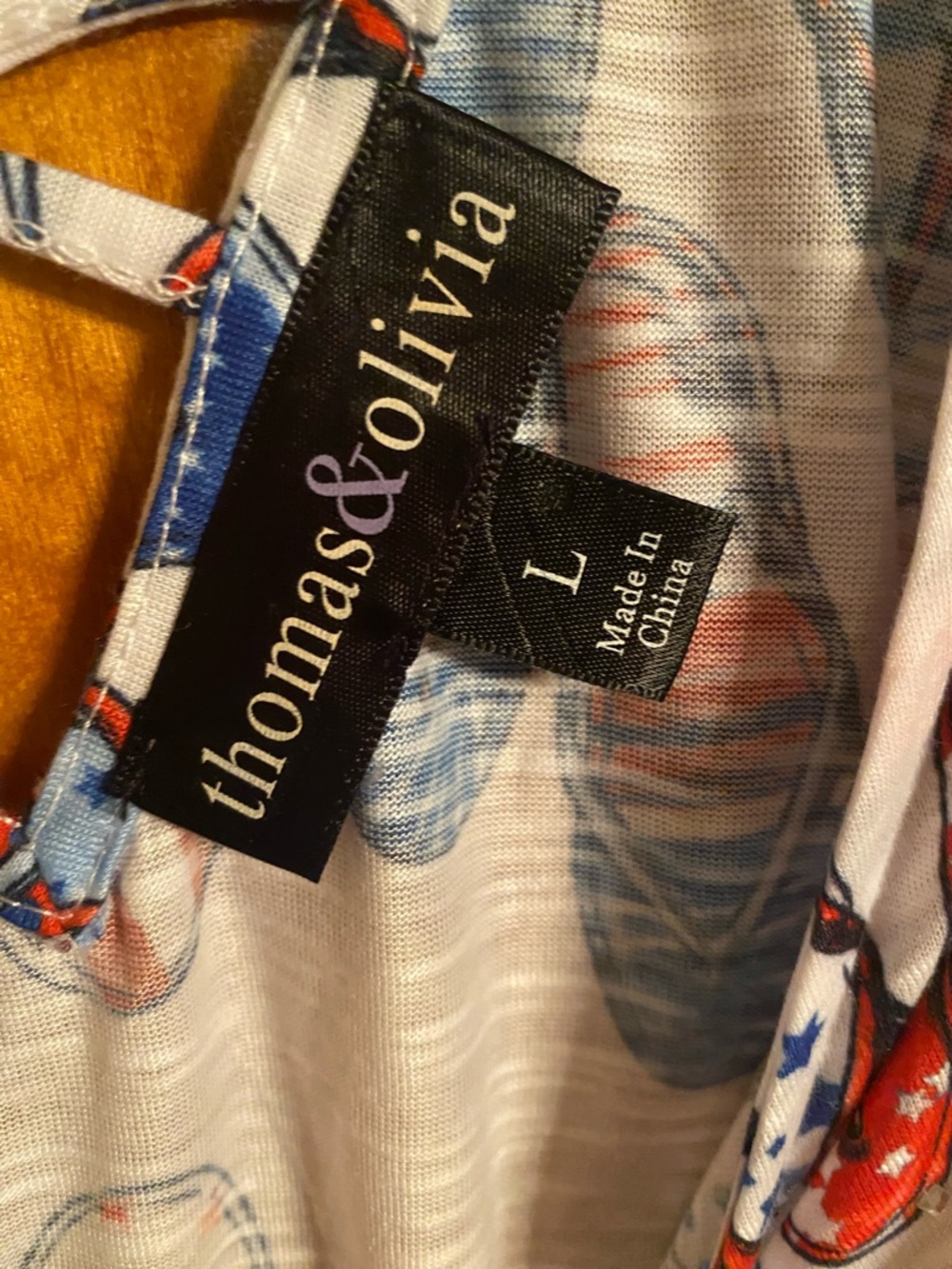 Thomas & Olivia (T/O) sleeveless tank top w/ patriotic flip-flop print NWT SZ L - Picture 4 of 6
